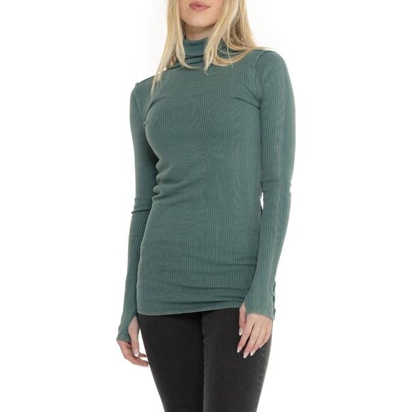 NEW Free People Brynn Turtleneck Sweater IN Uncut Emerald1125 2s1 - Picture 5 of 8